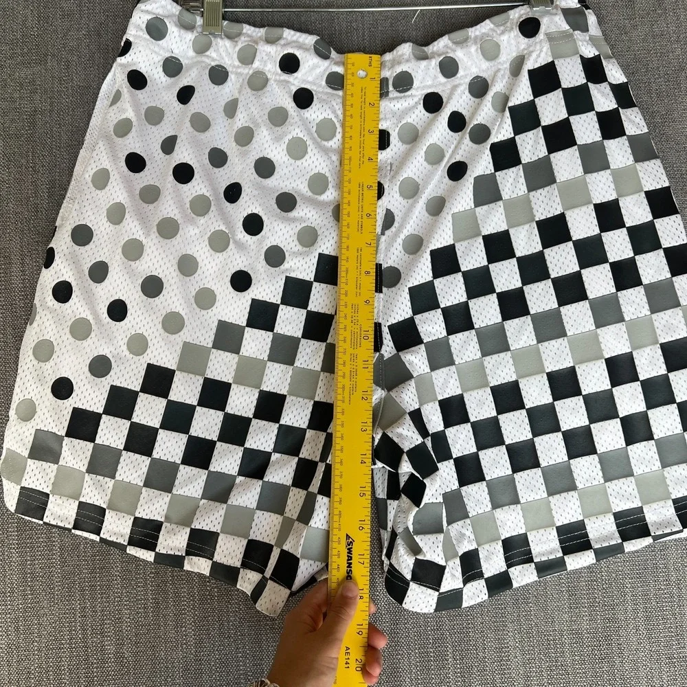 Jordan Legacy AJ3 Shorts Men Large White Black Check Polka Dot Mesh Standard Fit